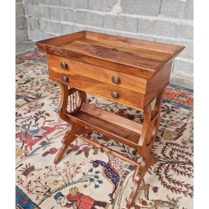 Center Console Table In Light Walnut, Restoration Period, 19th Century 