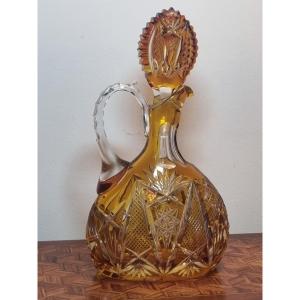 Amber Cut Crystal Liqueur Decanter, Napoleon III Period, 19th Century 