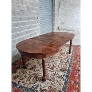 Mahogany Oval Table With Extensions, Empire Style, 20th Century