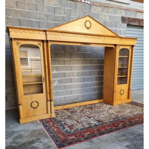 Architecturally Designed Display Bookcase, Empire Style, In Birch Veneer – 20th Century