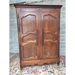 Louis XV Style Wardrobe In Solid Oak, Dating From The 18th Century 