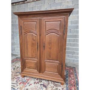 Moulded Oak Wardrobe, Louis XIV Style, 18th Century.