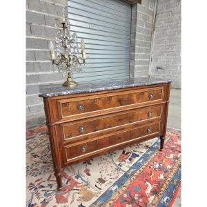Louis XVI Commode In Mahogany With Brass Stringing, 19th Century