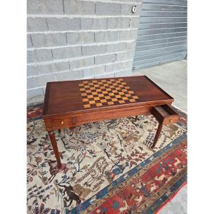 Louis XVI Mahogany Games Table, Reversible Top, 19th Century. 