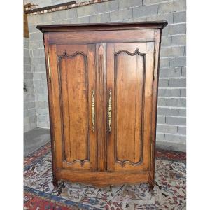 Louis XV Style Molded Wardrobe In Cherry Wood, 19th Century