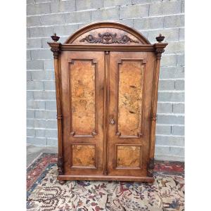 Neo-renaissance Wardrobe In Walnut And Walnut Burl. Eastern France, Late 19th Century