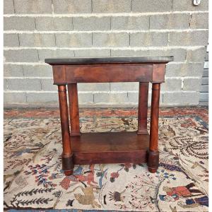 Mahogany Side Table, Black Marble Top, Empire, 19th Century
