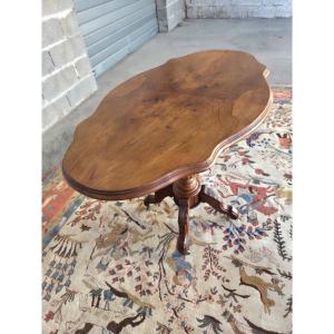 Walnut Burl Pedestal Table With Tilting Top, Napoleon III, 19th Century