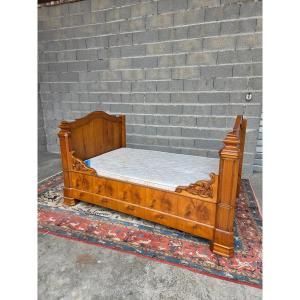 Blond Cherrywood Bed, Louis-philippe, 19th Century