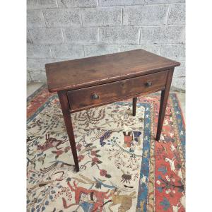 Louis XVI Style Oak Table With Drawer, XIXᵉ Period.