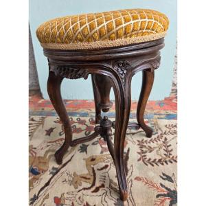 Piano Stool, Adjustable In Height, Louis XV, Late 19thᵉ Century