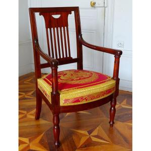 Palais De Saint Cloud - Empire Armchair Stamped By Jean Pierre Louis And Inventory Numbers