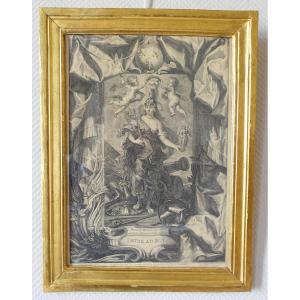 Royalist Engraving From The Louis XIII Period - Allegory Of The Kingdom Of France From The 17th Century