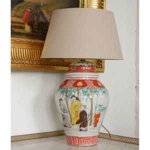 Chinese Porcelain Vase Lamp, Famille Verte