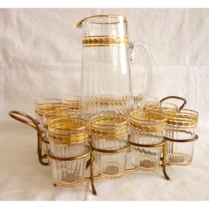 Baccarat Crystal Fruit Juice Set Enhanced With Fine Gold For Twelve - Circa 1900