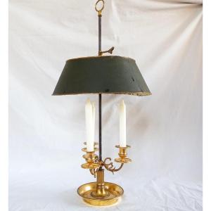 Louis XVI Style Gilded And Chiseled Bronze Bouillotte Lamp, Early 19th Century