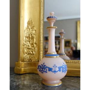 Baccarat - Painted Opaline Liquor Decanter - Paper Label, Circa 1880