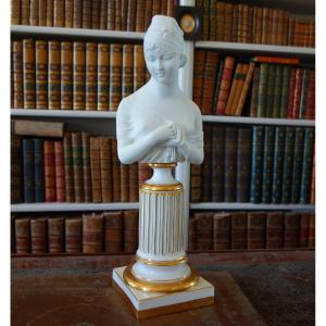 Niderviller - Attributed To, Bust Of Madame Récamier In Biscuit Porcelain - Early 19th