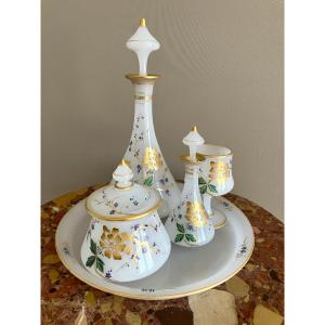 Baccarat - Night Service In Enameled And Gilded Opaline With Japanese-style Decoration