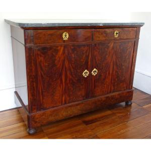 Dining Room Sideboard In Mahogany, Gilt Bronze, Turquoise Blue Marble - Restoration Period