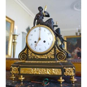 Louis XVI Period Patinated And Gilded Bronze Clock - Allegory Of Love, Late 18th Century