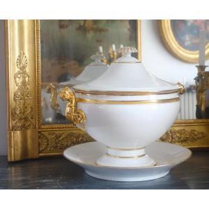 Nast : Empire Paris Porcelain Soup Tureen Enhanced With Fine Gold - Early 19th Century