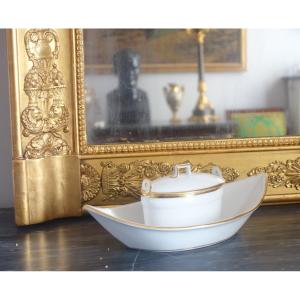 Nast : Empire Porcelain Butter Dish Enhanced With Fine Gold - Early 19th Century