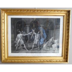 Empire Period Engraving: The Oath Of The Horatii After The Work Of David - Gilded Wooden Frame