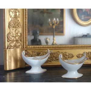 Nast : Pair Of Empire Paris Porcelain Salt Cellars - Early 19th Century