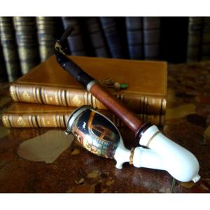 German Porcelain Pipe With Lid - Bavaria 19th Century