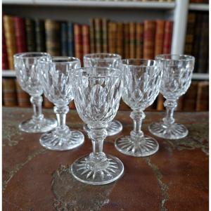 Baccarat: 6 Richly Cut Crystal Liqueur Glasses - Juvisy Model, Elysée Service