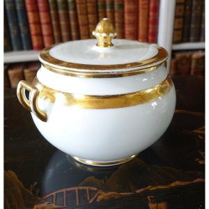 Paris Porcelain Sugar Bowl From The Empire Period Attributed To The Schoelcher Factory