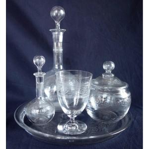 Baccarat - 5-piece Water Or Night Glass Service With Athenian Engraving Decoration 