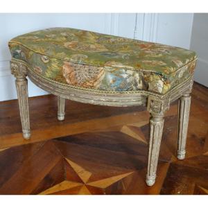 Louis XVI Period Four-poster Bed Step Stool - Silk Damask With Silver Thread, 18th Century