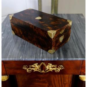Empire Burr Wood And Brass Jewelry Box