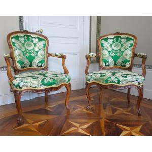 Pierre Nogaret - Pair Of Louis XV Period Cabriolet Armchairs - Stamped