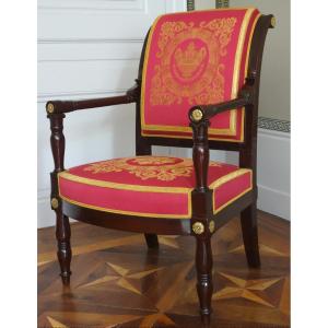 Jacob Desmalter - Empire Period Office Chair In Mahogany And Gilt Bronze