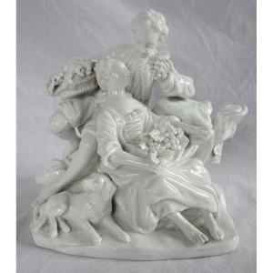Capodimonte: 18th-century Gallant Scene After Boucher - Porcelain Group - Signed
