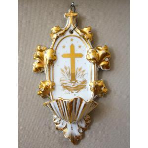 White And Gold Porcelain Holy Water Font From Paris, Circa 1840 - A Traditionalist Catholic Object