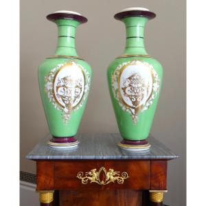Pair Of Tall Ornamental Paris Porcelain Vases, Napoleon III Period
