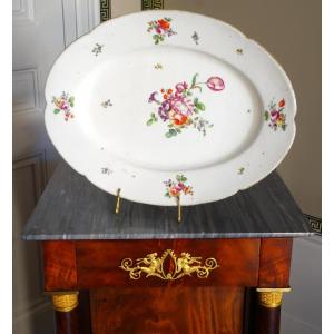 Boissette Manufactory - Porcelain Dish With Polychrome Floral Decoration - 18th Century - Signed