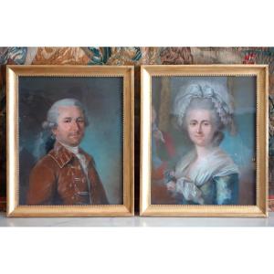French School, 18th Century, Pair Of Louis XVI Period Pastel Portraits
