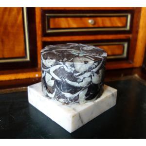 Grey Breccia Marble Column Base - Italian Work In The Louis XVI Neoclassical Style