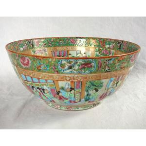 Large Canton Porcelain Punch Bowl, China Circa 1880
