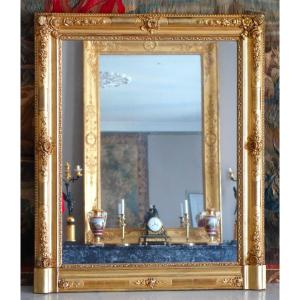 Small Louis XV Style Giltwood Fireplace Mirror From The Napoleon III Period - 108cm X 90cm