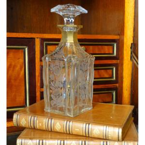 Baccarat - Napoleon III Period Engraved And Gilded Cut Crystal Whisky Or Liqueur Decanter
