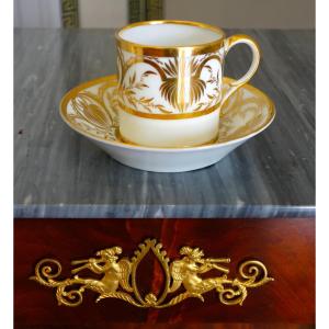 Darte, Attributed To - Empire Period Litron Cup - White And Gold Porcelain