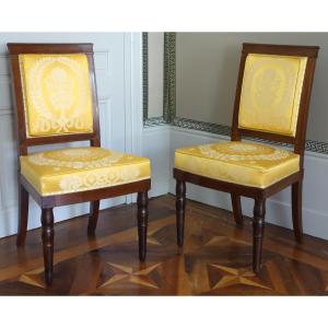Jacob Desmalter - Pair Of Empire Period Mahogany Chairs - Stamped.