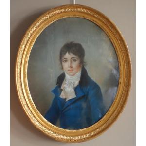 Early 19th Century French School, Pastel Portrait Of A Young Aristocrat Under The Empire