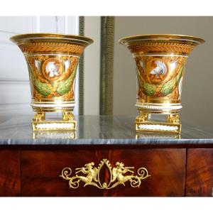 Manufacture Schoelcher, Attributed To, Pair Of Empire Restoration Period Planters - Ca 1820
